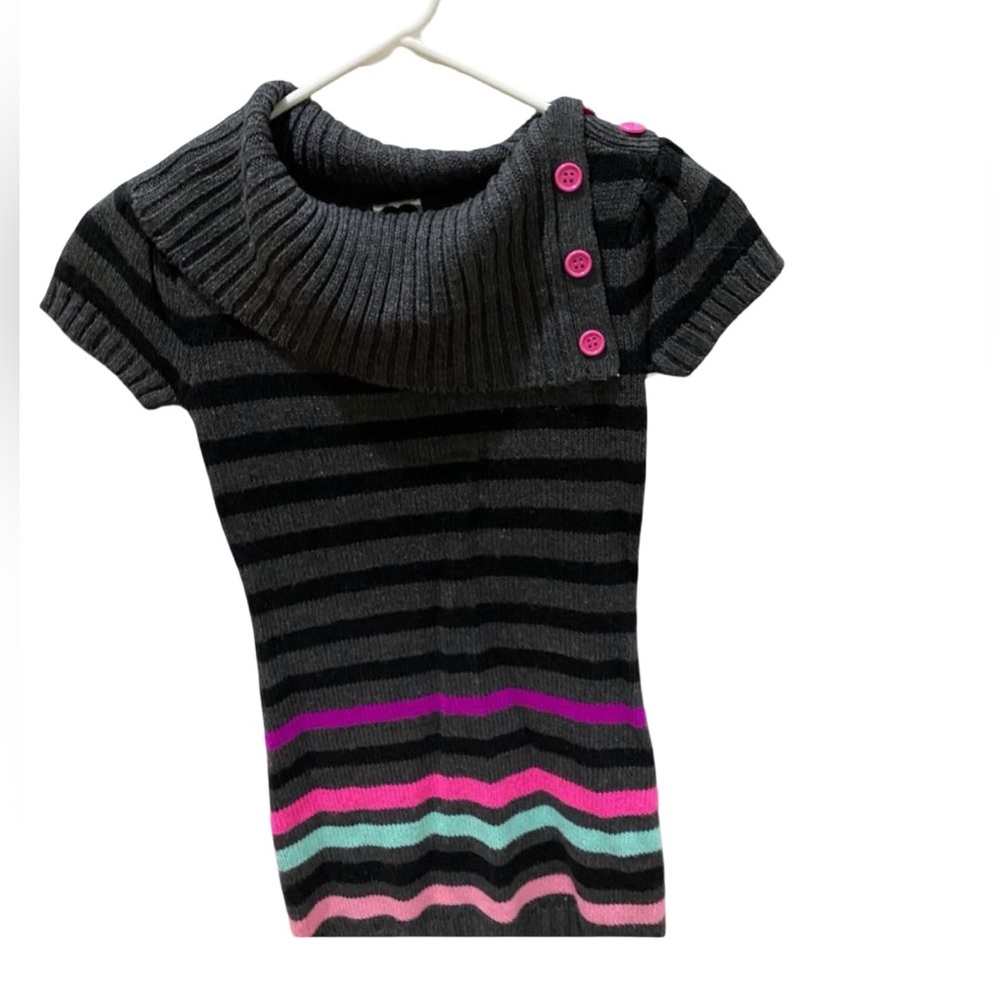 Beautiful and Stylish grey multi-colored striped sweater dress